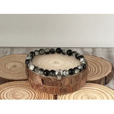 dvoubarevné skleněné praskané korálky s mezidílem opice - velikost 18-19 cm
